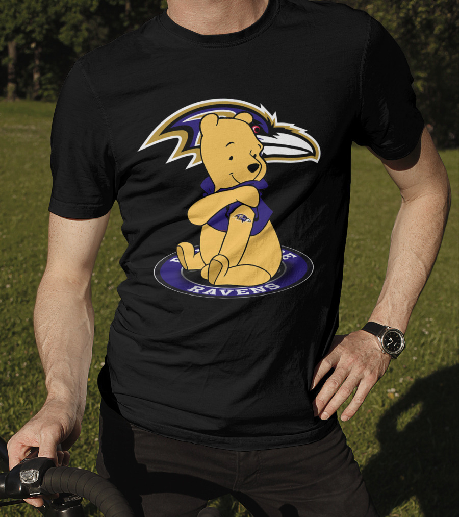 Winnie Pooh Baltimore Ravens Crossover T-Shirt