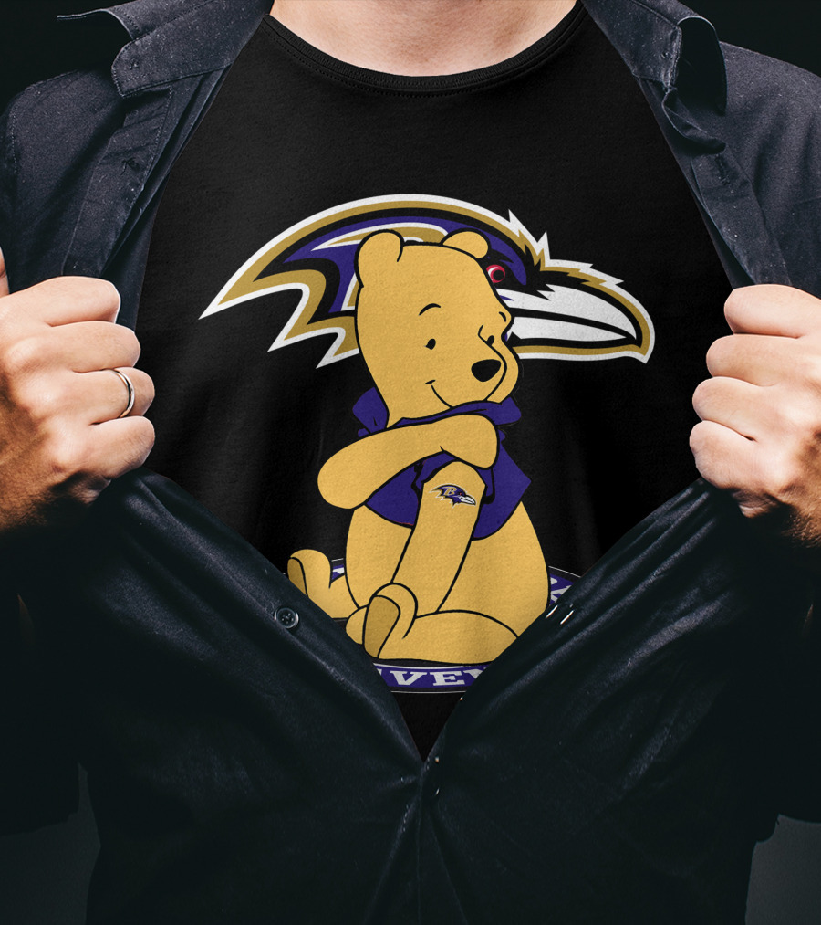 Winnie Pooh Baltimore Ravens Crossover T-Shirt