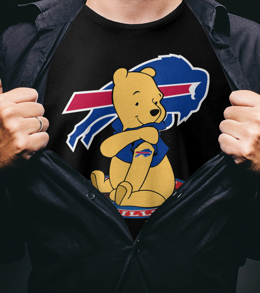 Pooh Bills Buffalo Bills Crossover Featuring Iconic Bear T-Shirt