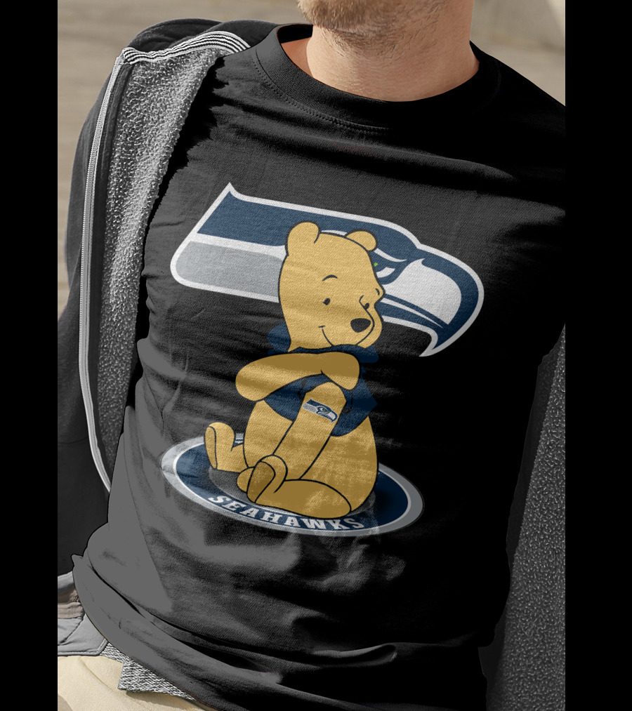 Pooh Bear With Seattle Seahawks NFL T-Shirt