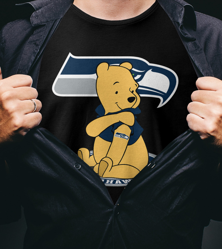 Pooh Bear With Seattle Seahawks NFL T-Shirt