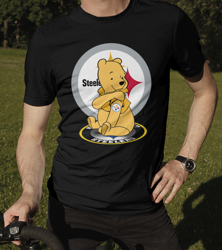 Steelers Pooh Sitting With Steelers T-Shirt