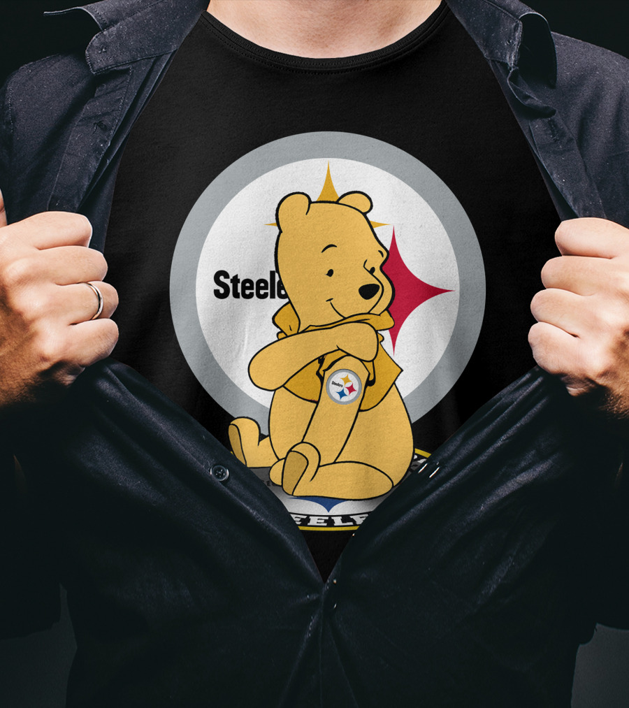Steelers Pooh Sitting With Steelers T-Shirt