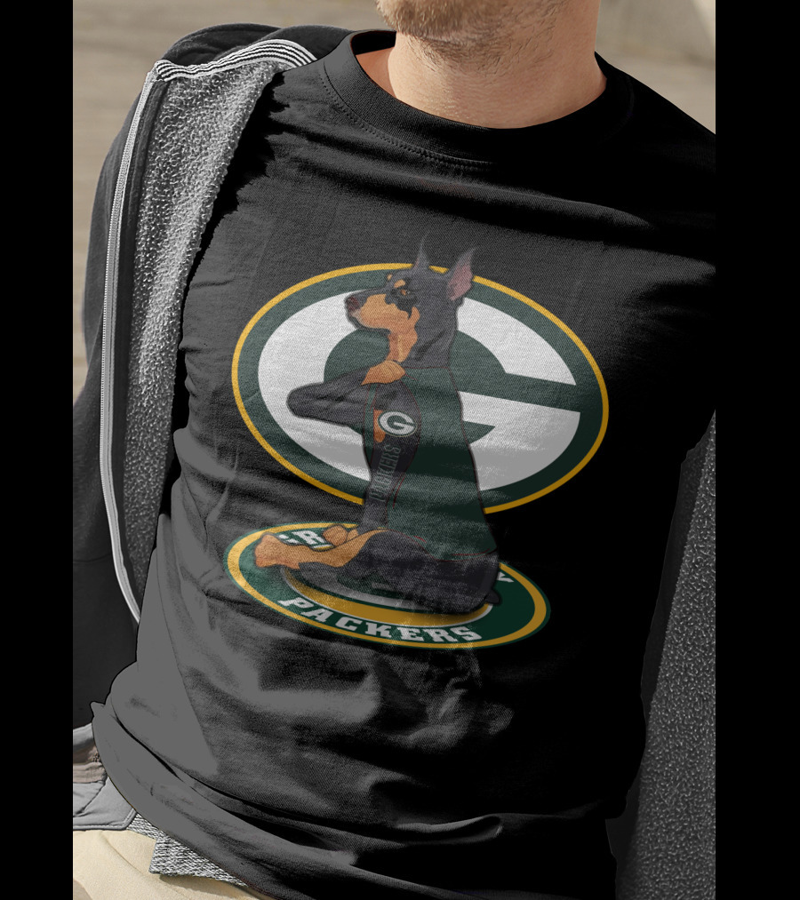 Dobermann Packers Dog Green Bay T-Shirt