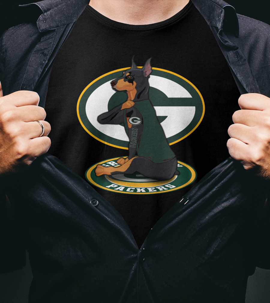 Dobermann Packers Dog Green Bay T-Shirt