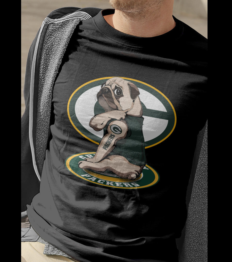 Green Bay Packers Pug With Tattoo T-Shirt