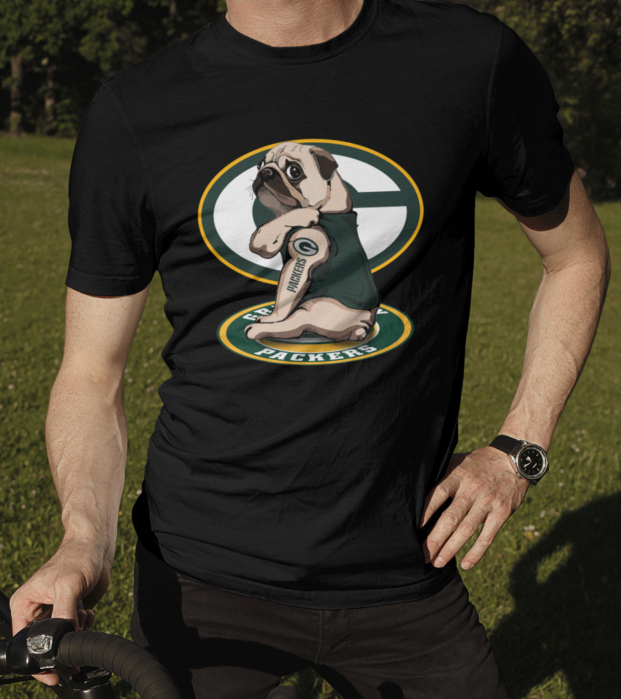Green Bay Packers Pug With Tattoo T-Shirt