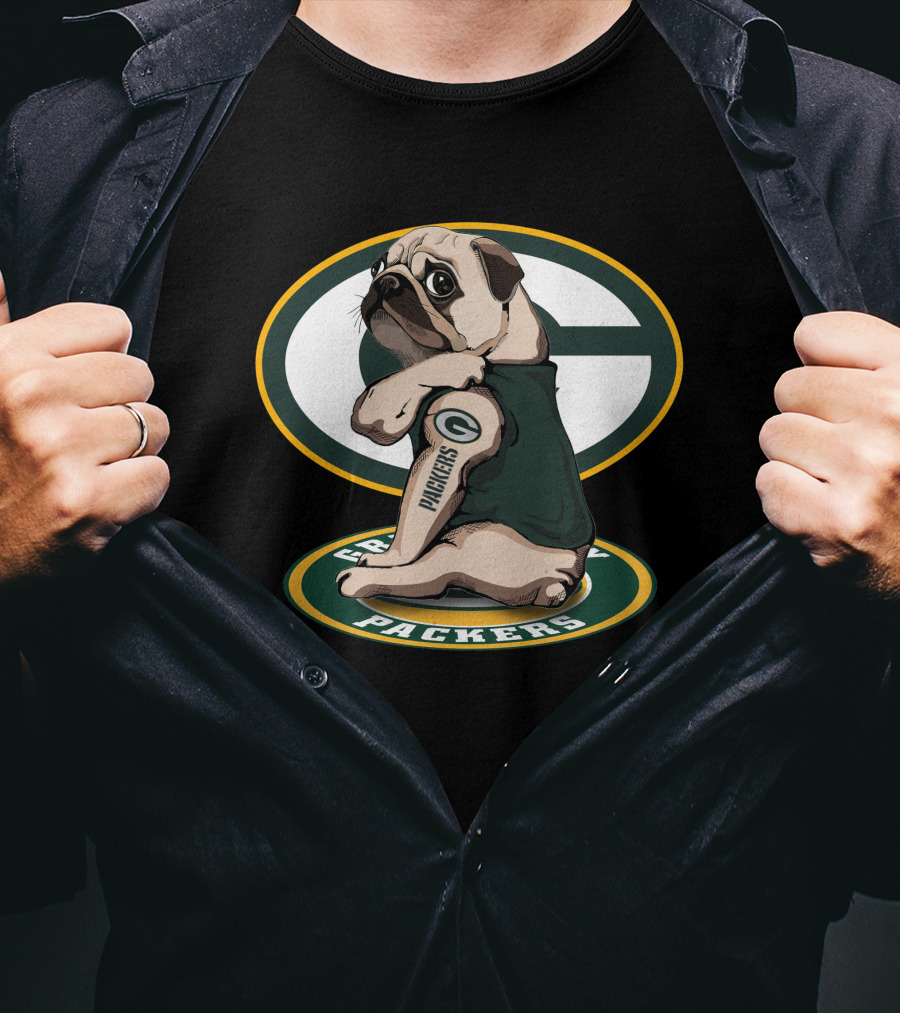 Green Bay Packers Pug With Tattoo T-Shirt
