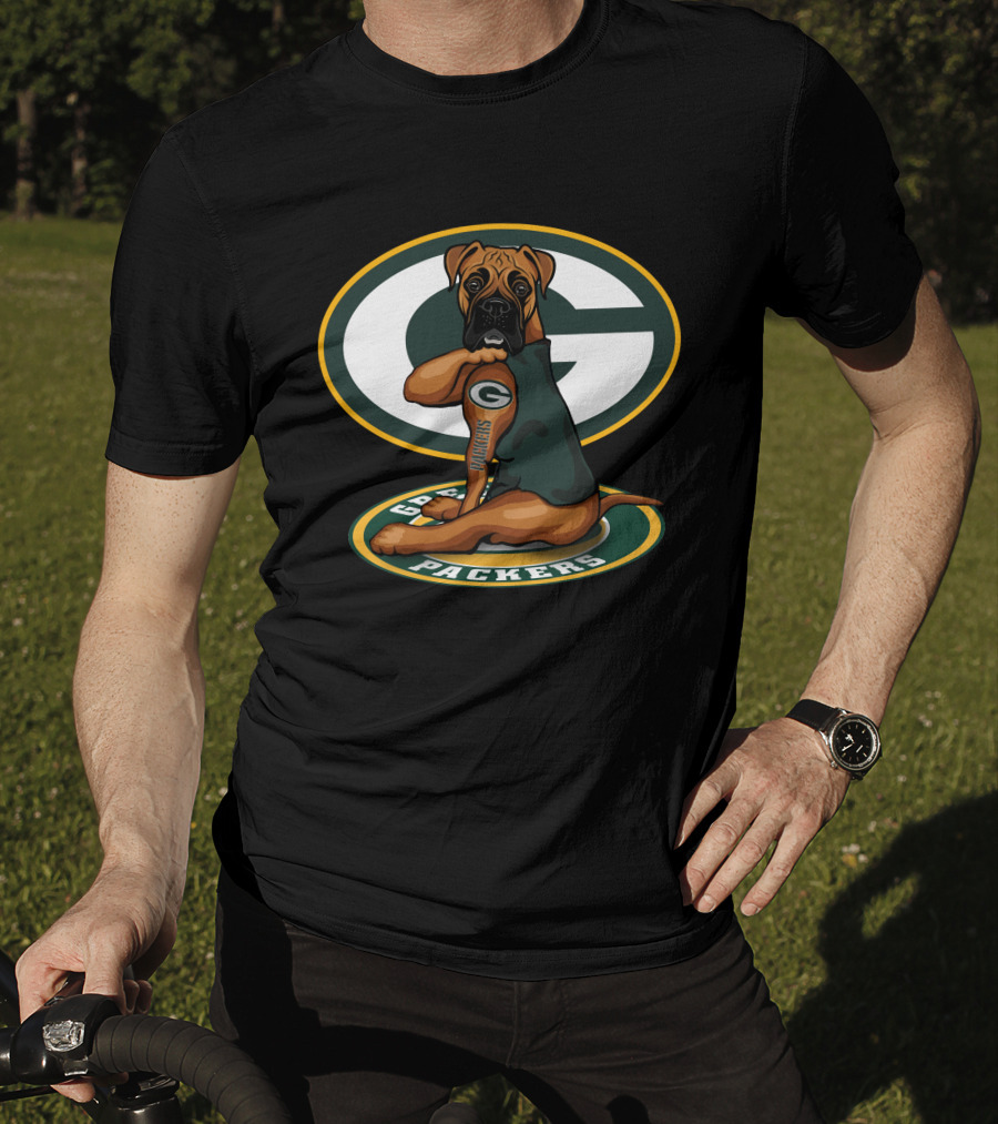 Boxer Packers Green Bay Logo Dog T-Shirt