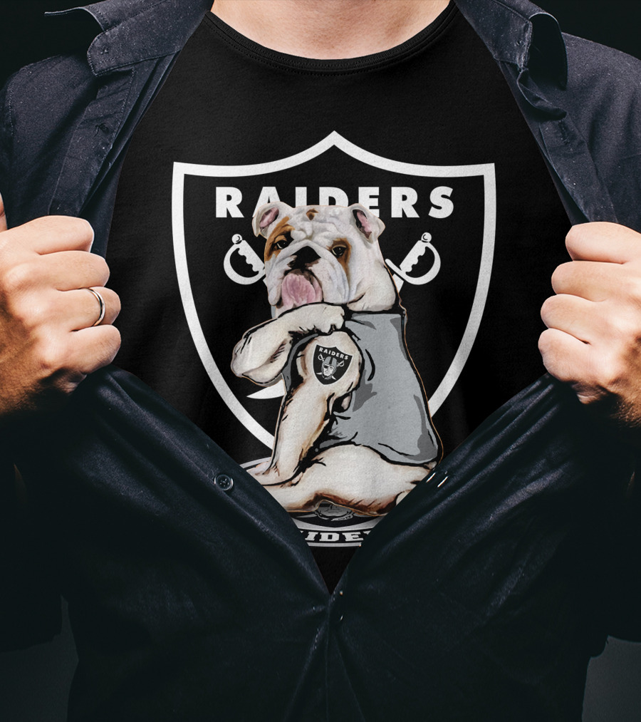 Raiders Bulldog With Shield Logo And Sword Elements T-Shirt