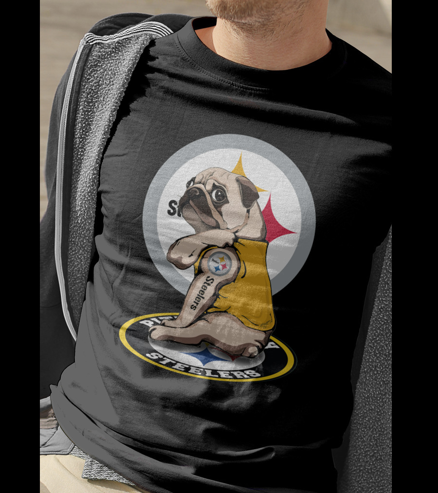 Steelers Pug Fan Football T-Shirt