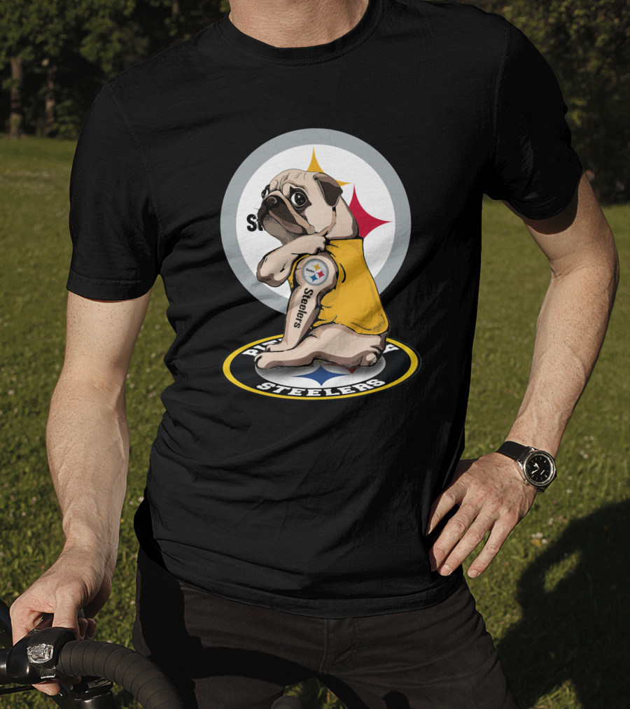 Steelers Pug Fan Football T-Shirt