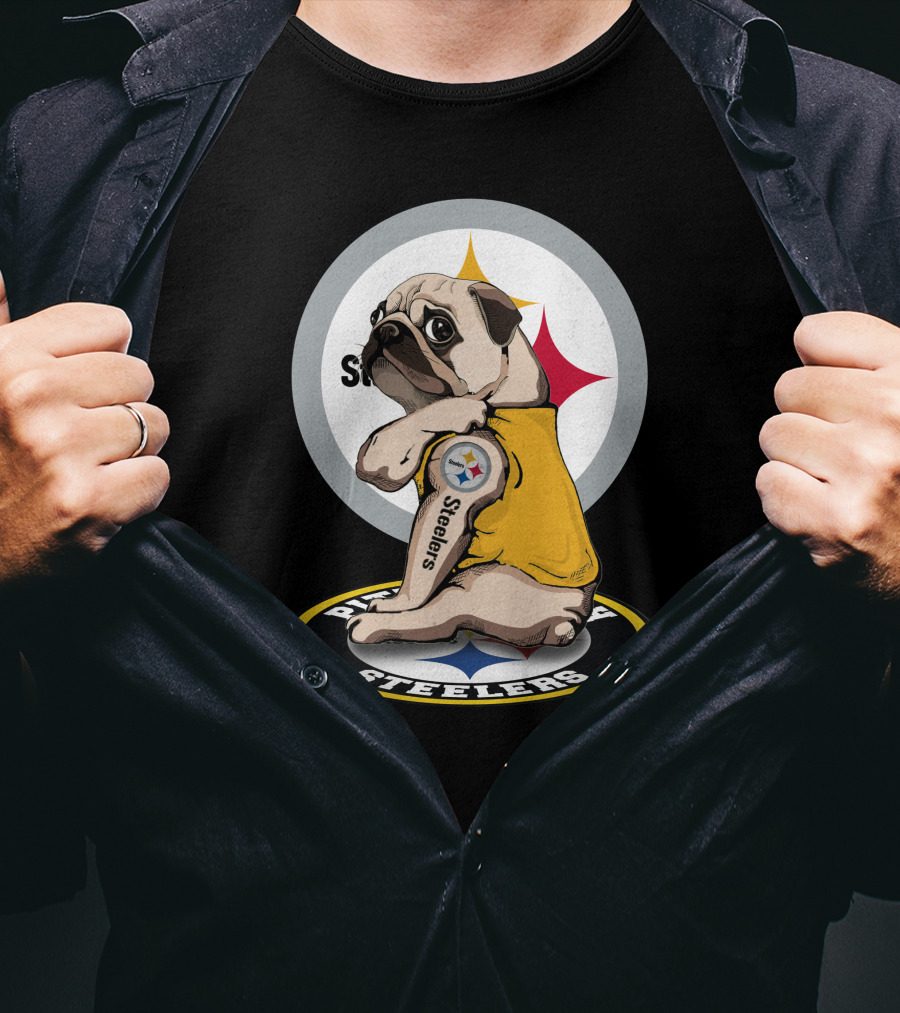 Steelers Pug Fan Football T-Shirt