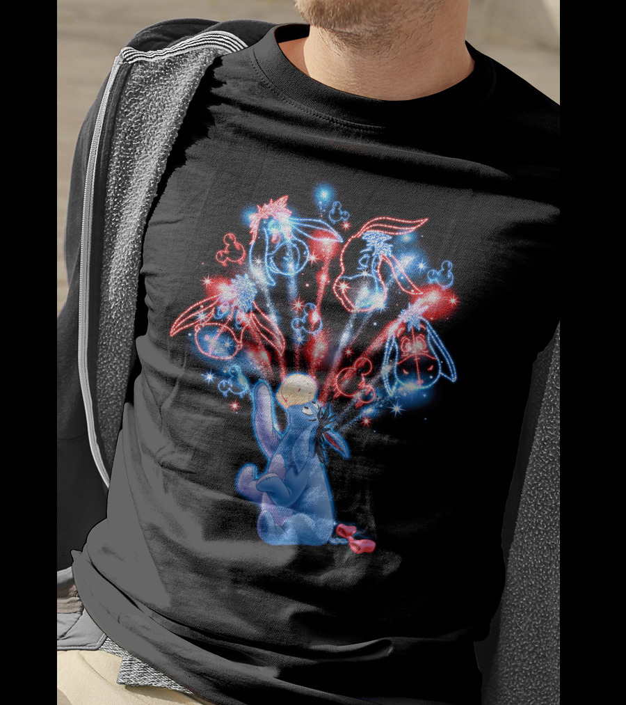 Eeyore Celebrates With Fireworks And Mickey Shapes T-Shirt