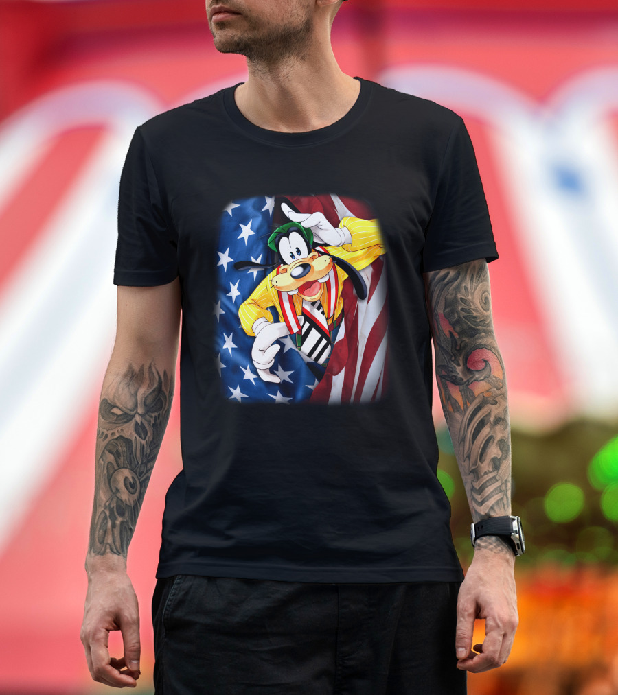 Goofy Popping Patriotic American Flag 4th of July T-Shirt
