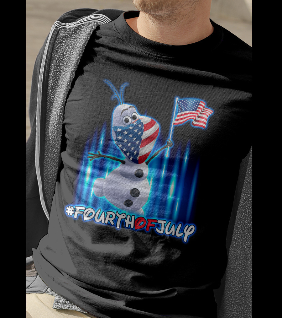 FourthofJuly Olaf Holding American Flag T-Shirt