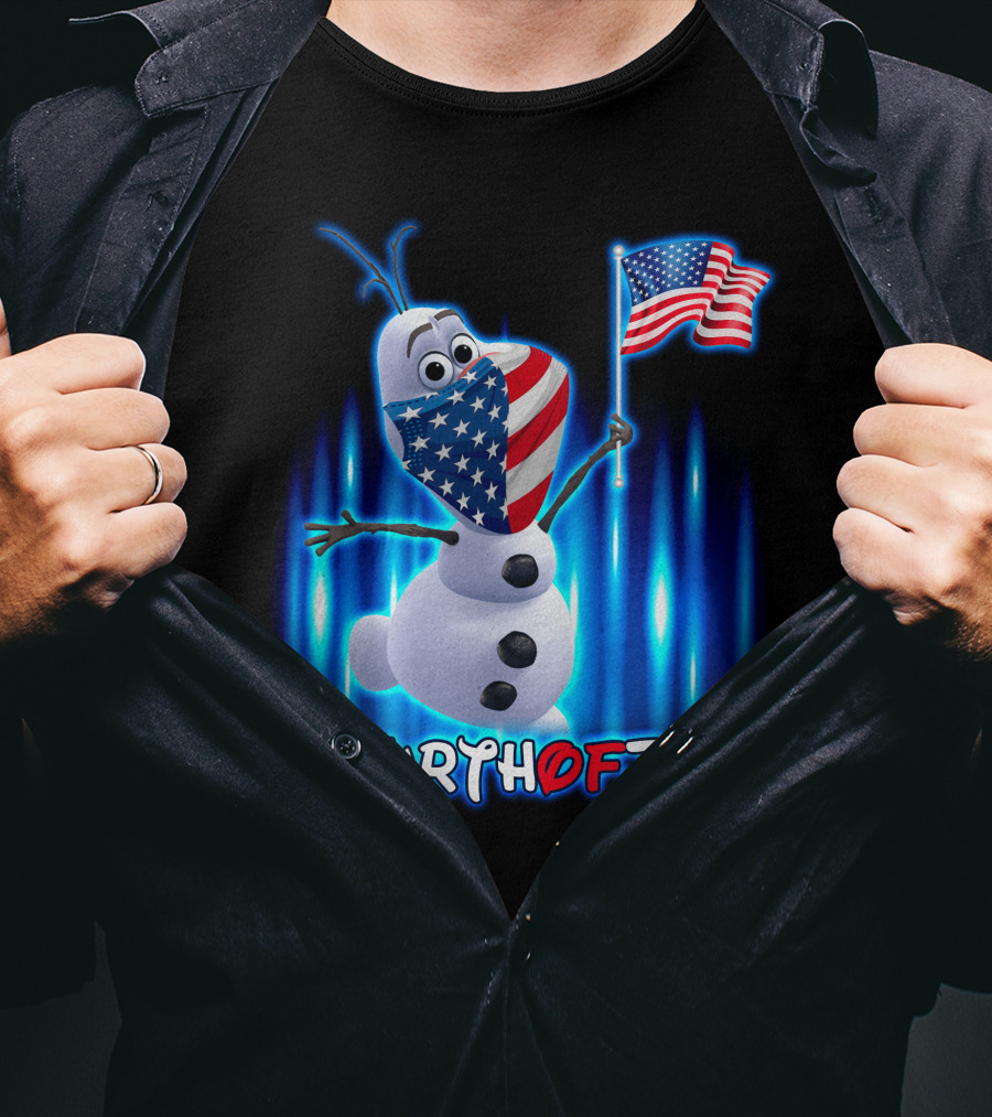 FourthofJuly Olaf Holding American Flag T-Shirt