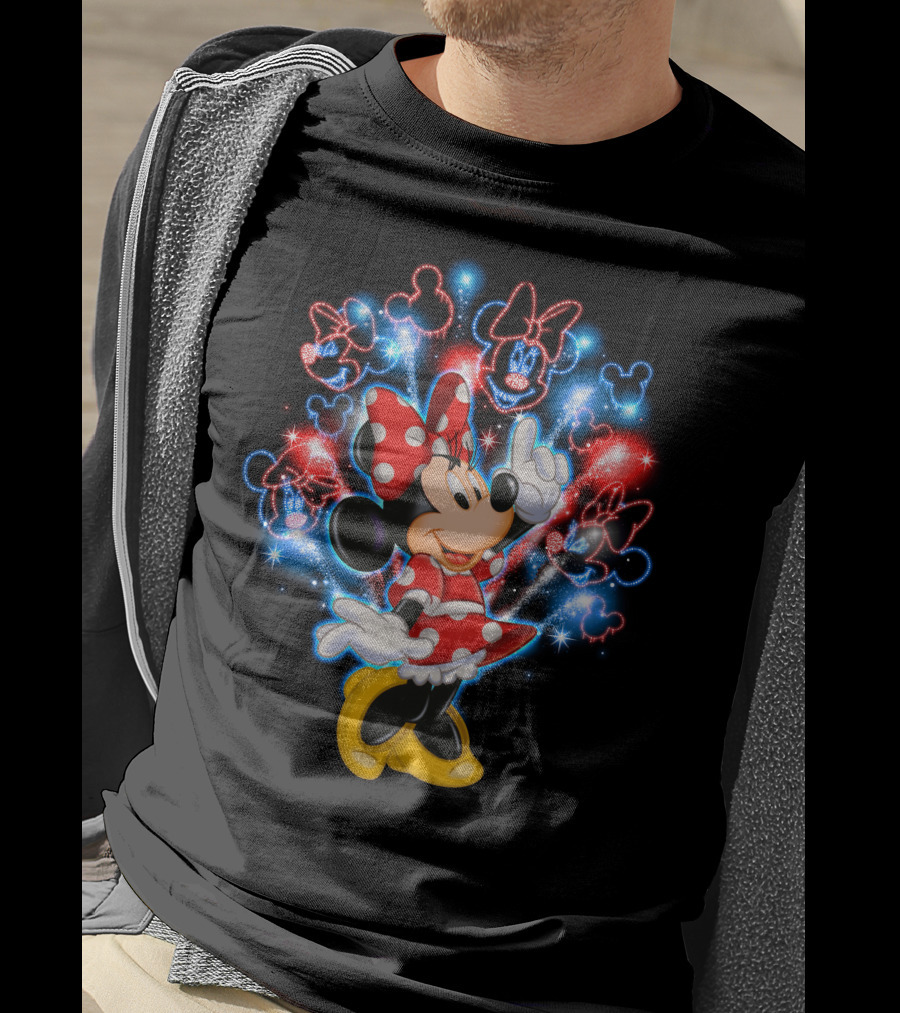 Minnie Mouse Red And Blue Firework T-Shirt