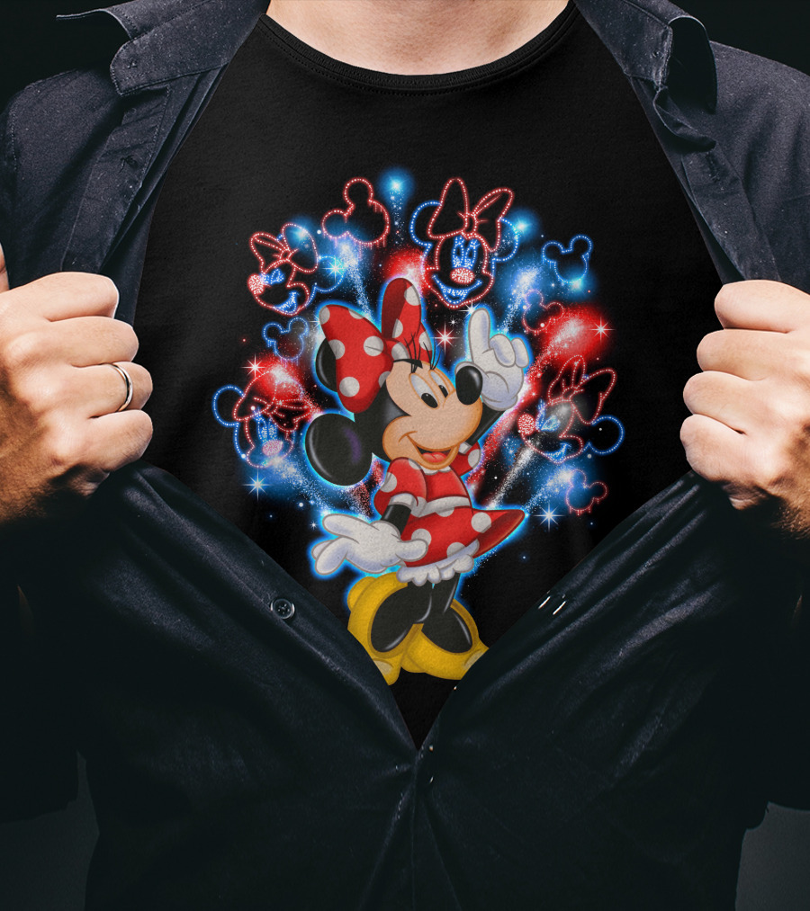Minnie Mouse Red And Blue Firework T-Shirt