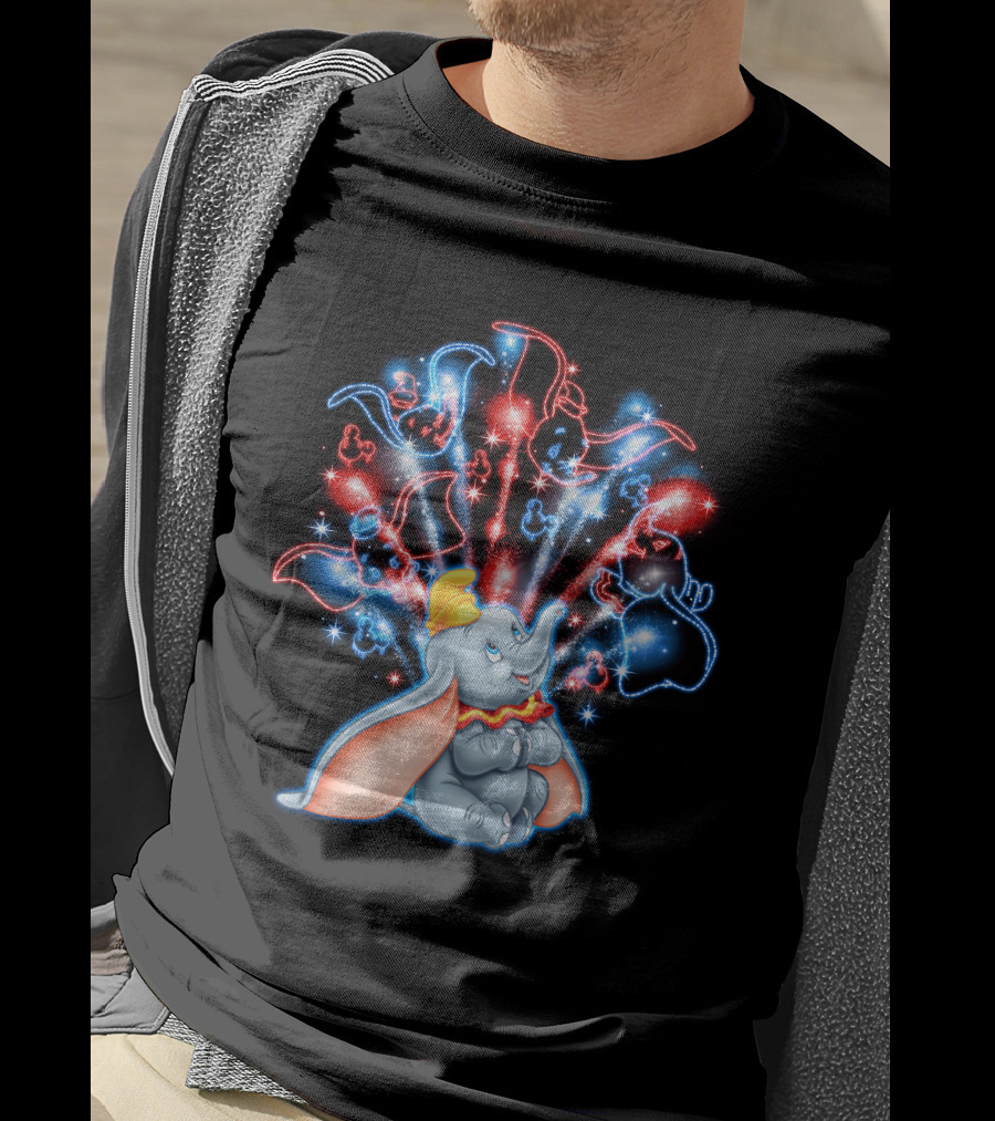 Dumbo Spectacular Fireworks Celebration With Colorful Stars And Figures T-Shirt