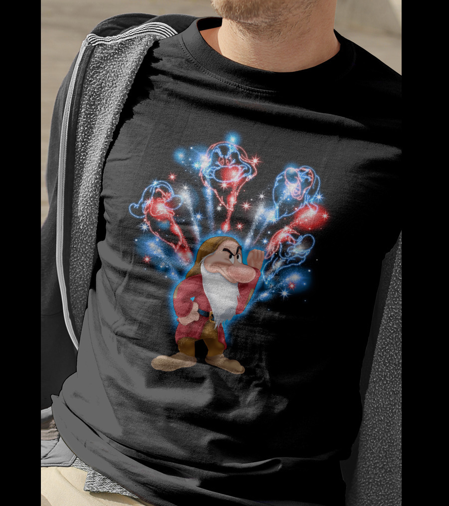 Grumpy Magical Firework Display With Colorful Sparkling Characters T-Shirt