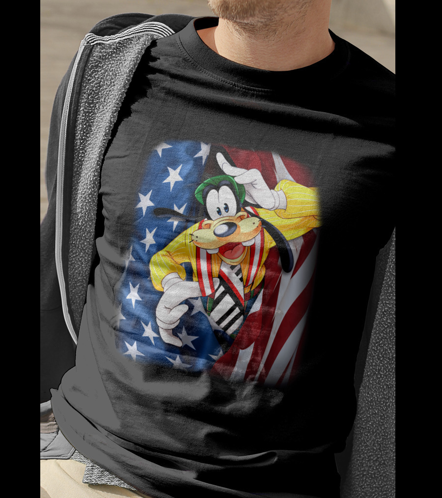 Goofy United States Flag Patriotic T-Shirt