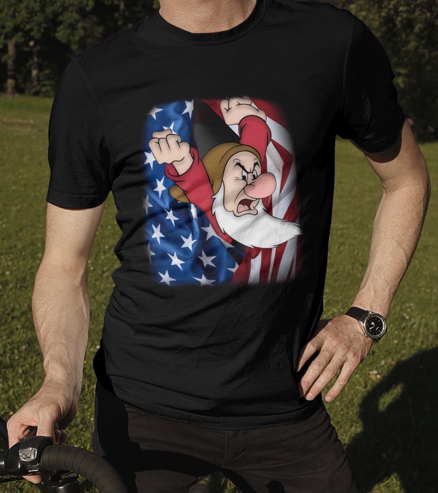 Grumpy American Flag Stars And Stripes Burst T-Shirt