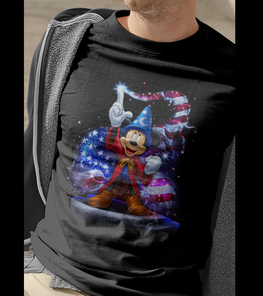 Mickey Sorcerer Patriotic Stars And Stripes July T-Shirt