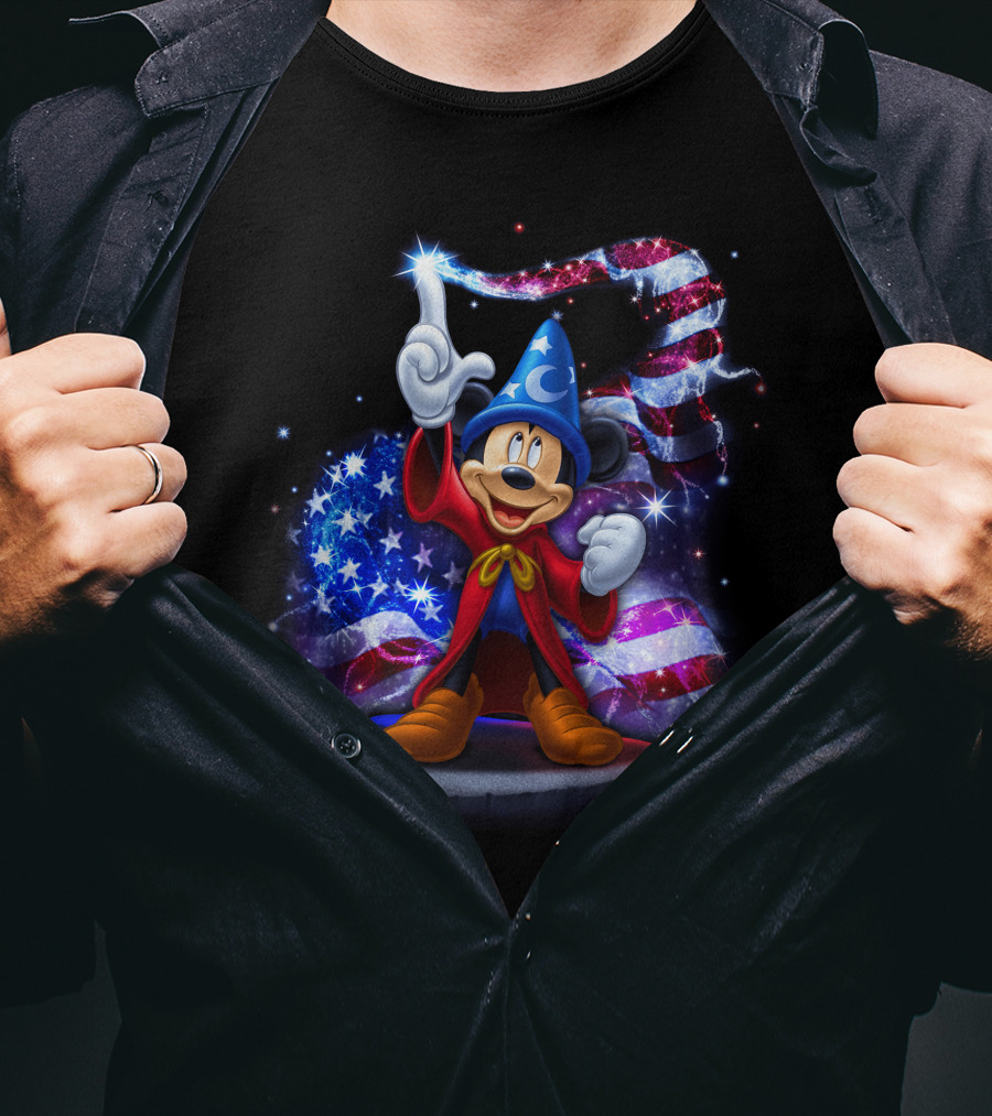 Mickey Sorcerer Patriotic Stars And Stripes July T-Shirt