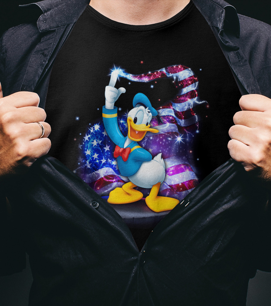 Donald Bling Patriotic July Celebration With Sparkling American Flag T-Shirt