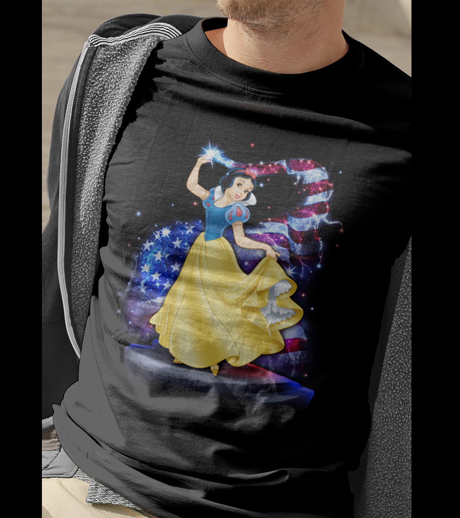 Snow White American Flag Bling July T-Shirt