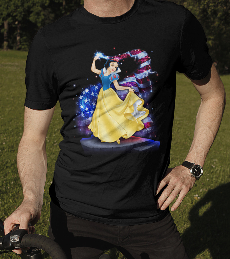 Snow White American Flag Bling July T-Shirt