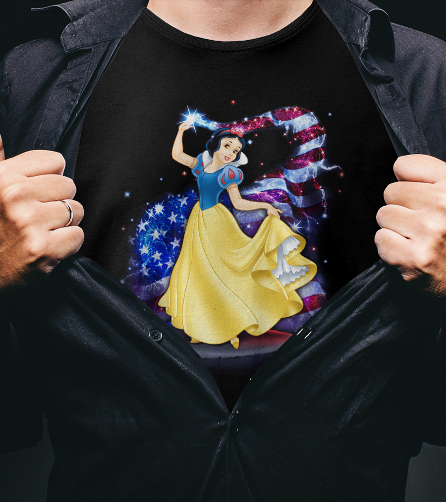 Snow White American Flag Bling July T-Shirt