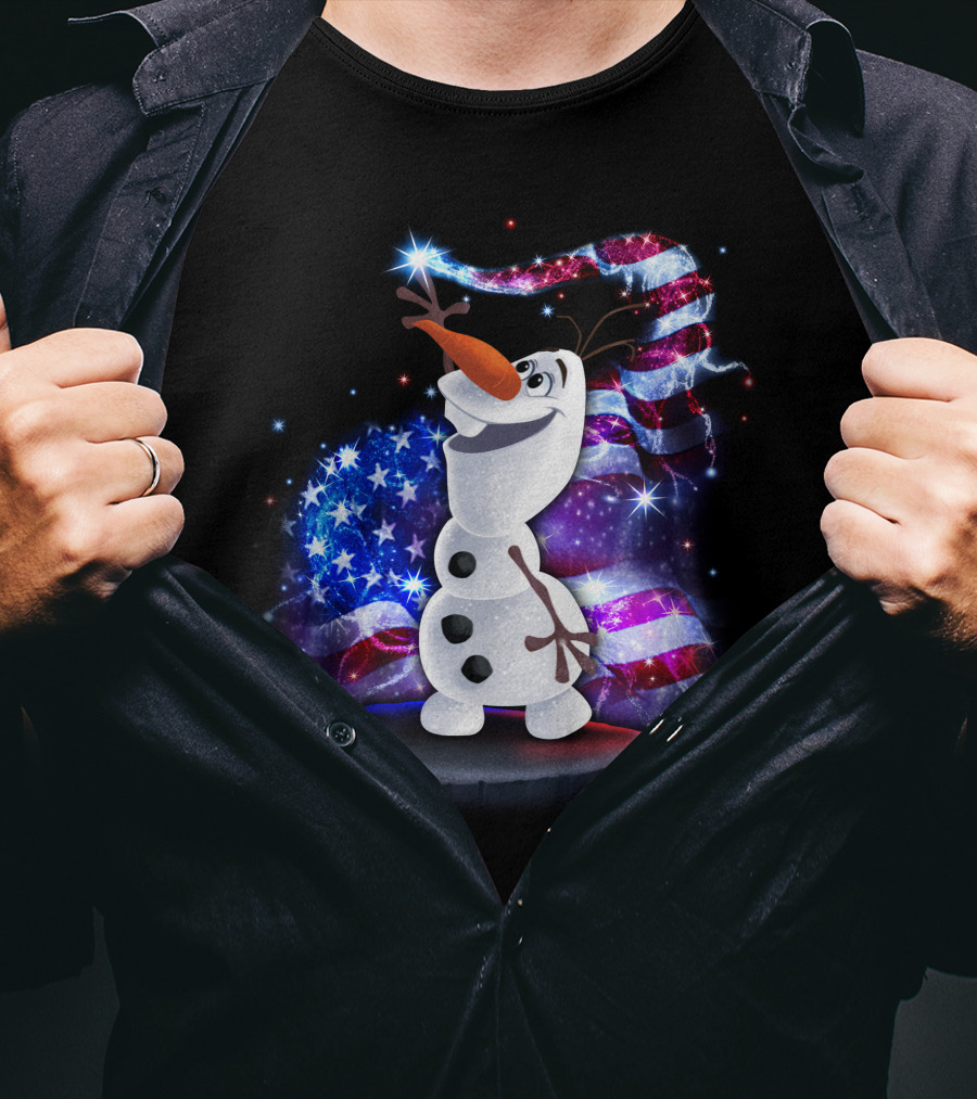Olaf Bling July American Flag Sparkle T-Shirt