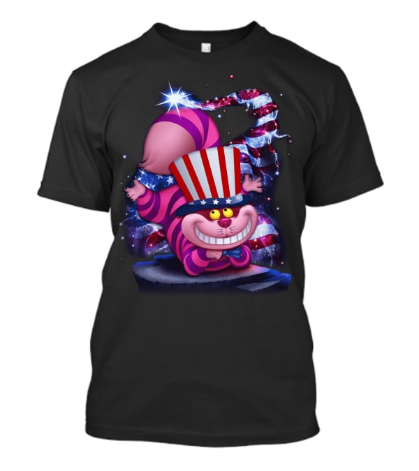 Cheshire Cat Patriotic Bling USA July Hat T-Shirt