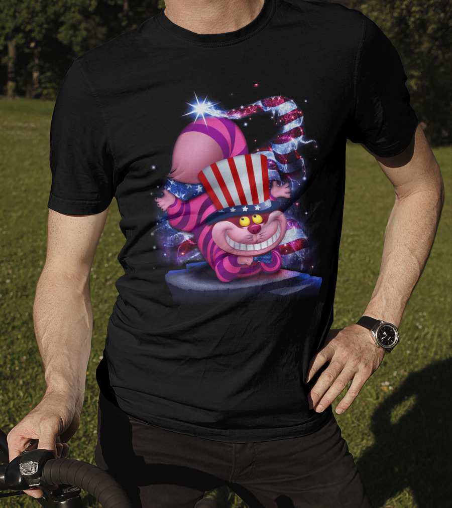 Cheshire Cat Patriotic Bling USA July Hat T-Shirt