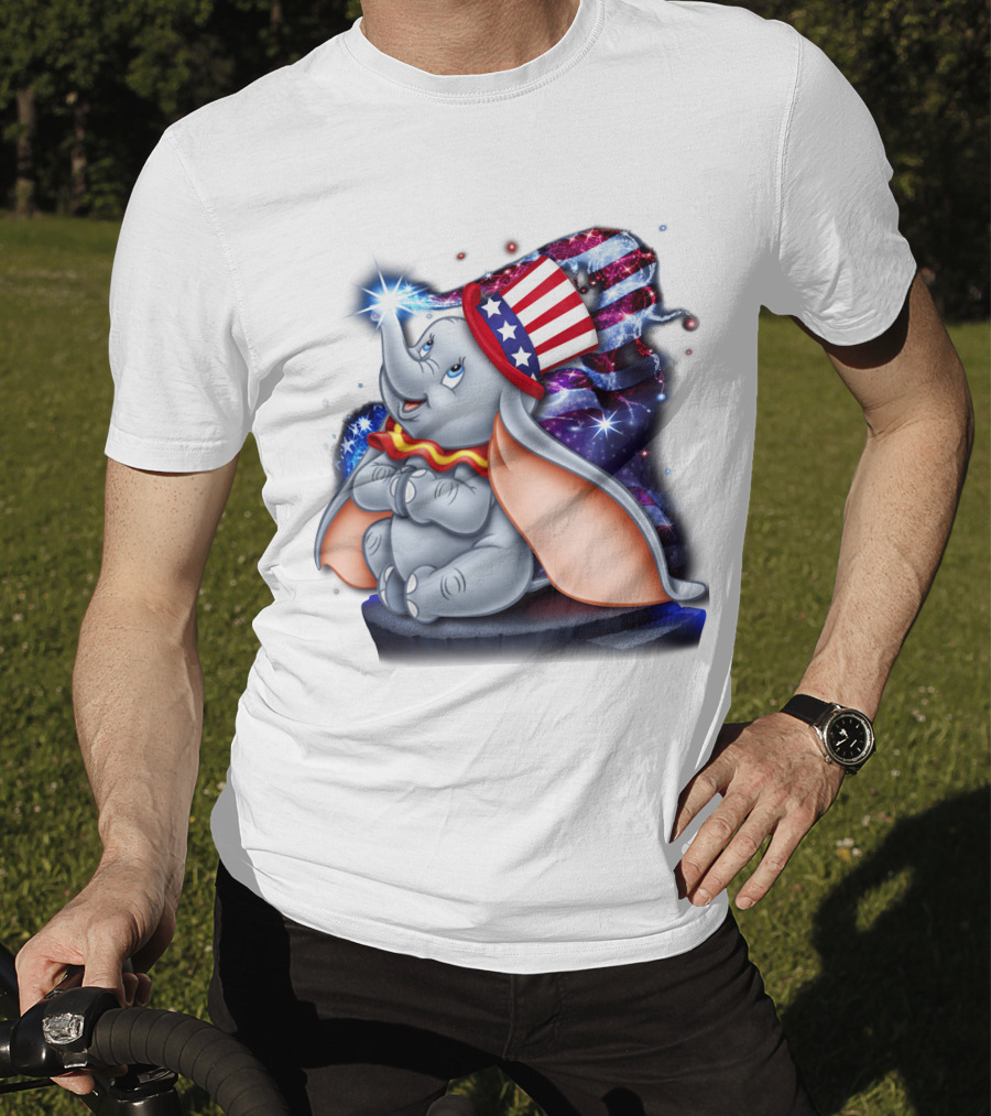 Dumbo Bling July Patriotic Celebration With American Flag Hat T-Shirt