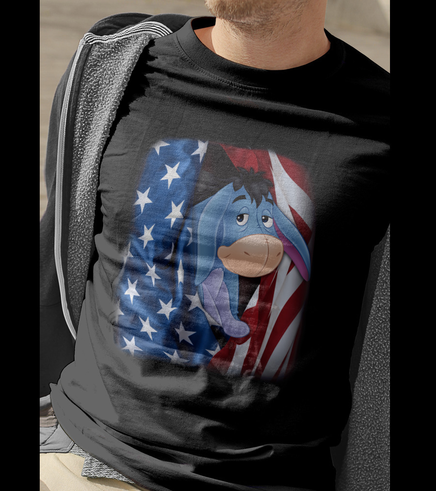 Eeyore American Flag Stars And Stripes Fourth Of July T-Shirt