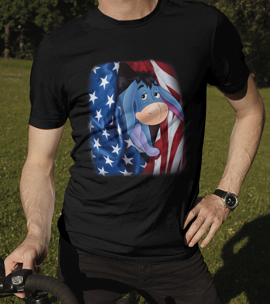 Eeyore American Flag Stars And Stripes Fourth Of July T-Shirt