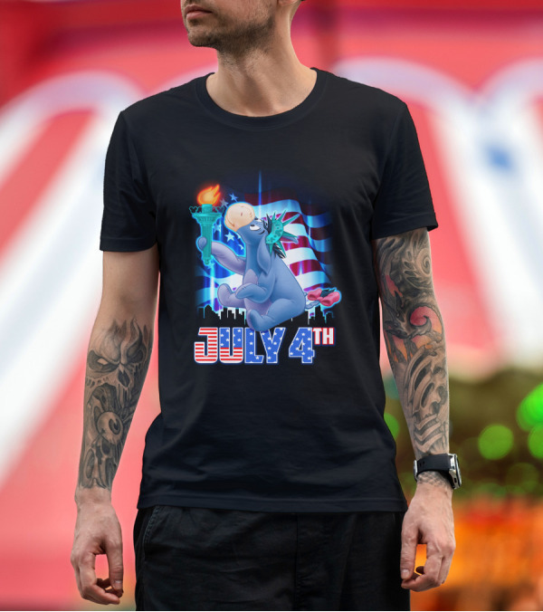 Premium T-Shirt: JULY 4th Eeyore Statue of Liberty Torch American Flag T-Shirt JULY 4th Eeyore Statue of Liberty Torch American Flag T-Shirt