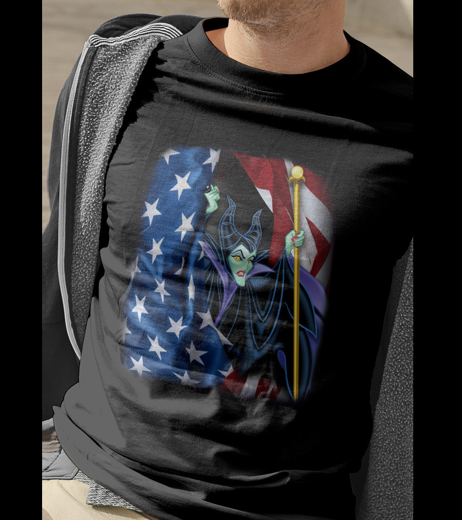 Maleficent Holding Scepter With American Flag Fourth Of July T-Shirt