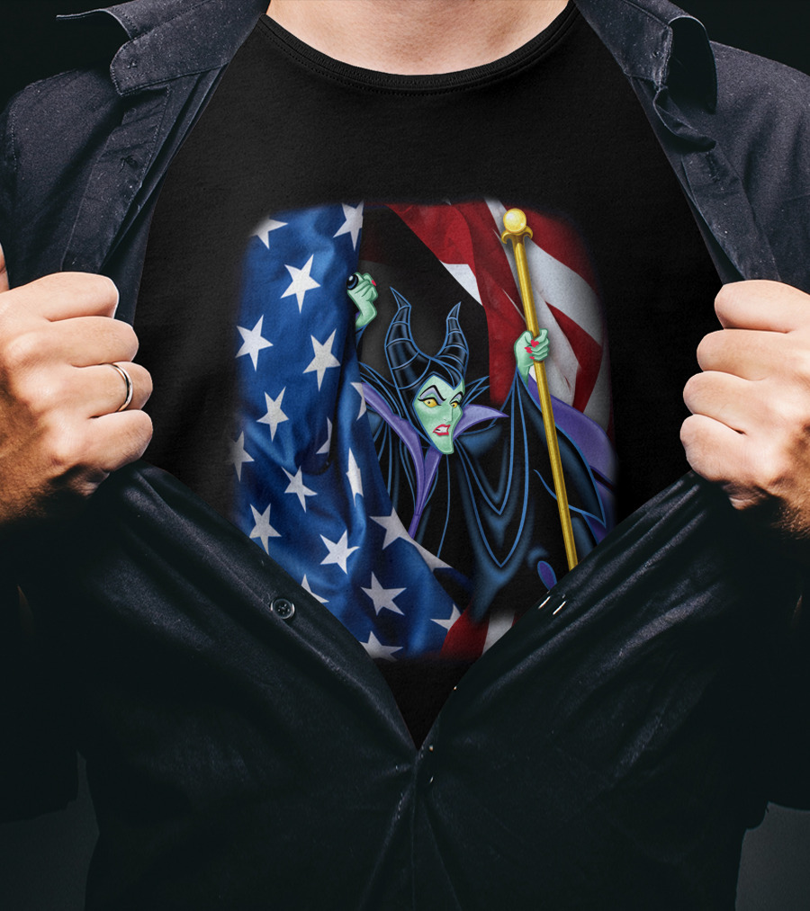Maleficent Holding Scepter With American Flag Fourth Of July T-Shirt