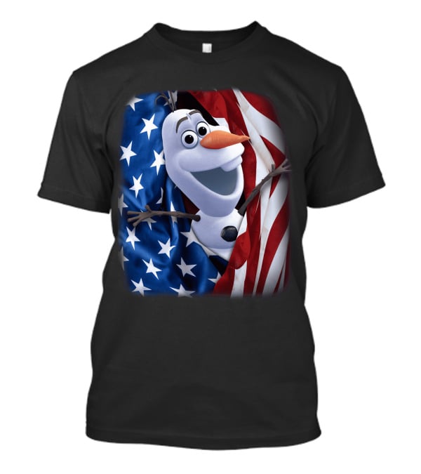 Olaf Wrapped In American Flag Fourth Of July T-Shirt