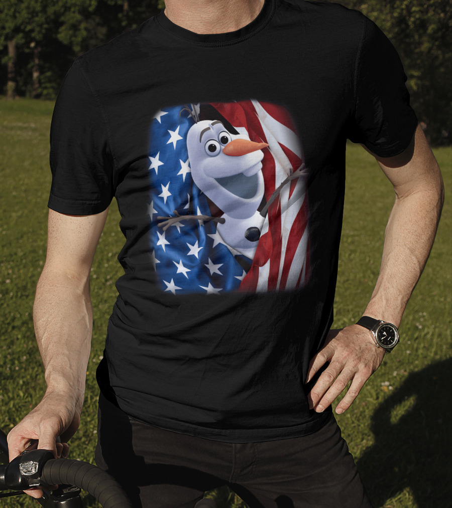 Olaf Wrapped In American Flag Fourth Of July T-Shirt