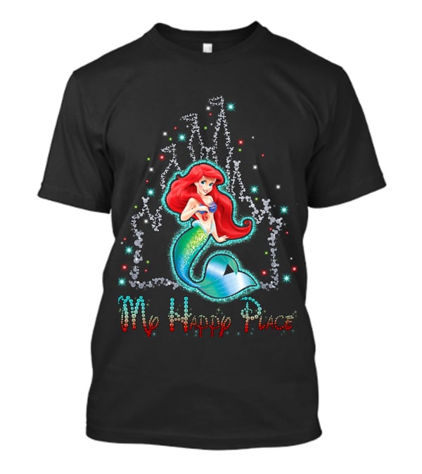 Ariel My Happy Place Disney Princess Castle Sparkle T-Shirt