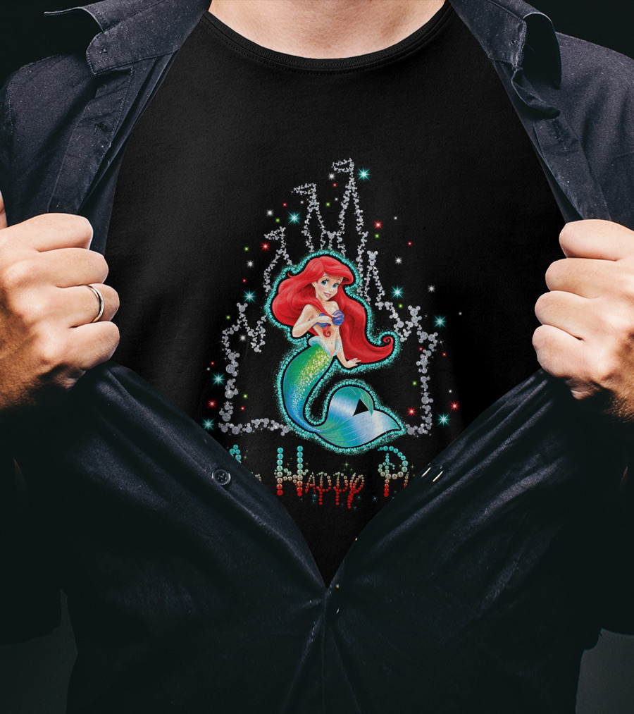 Ariel My Happy Place Disney Princess Castle Sparkle T-Shirt