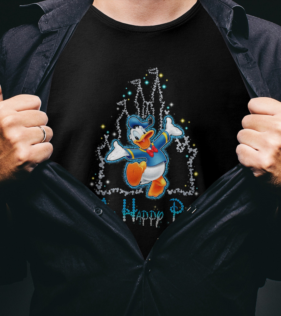 Donald Duck My Happy Place Sparkling Castle Background T-Shirt