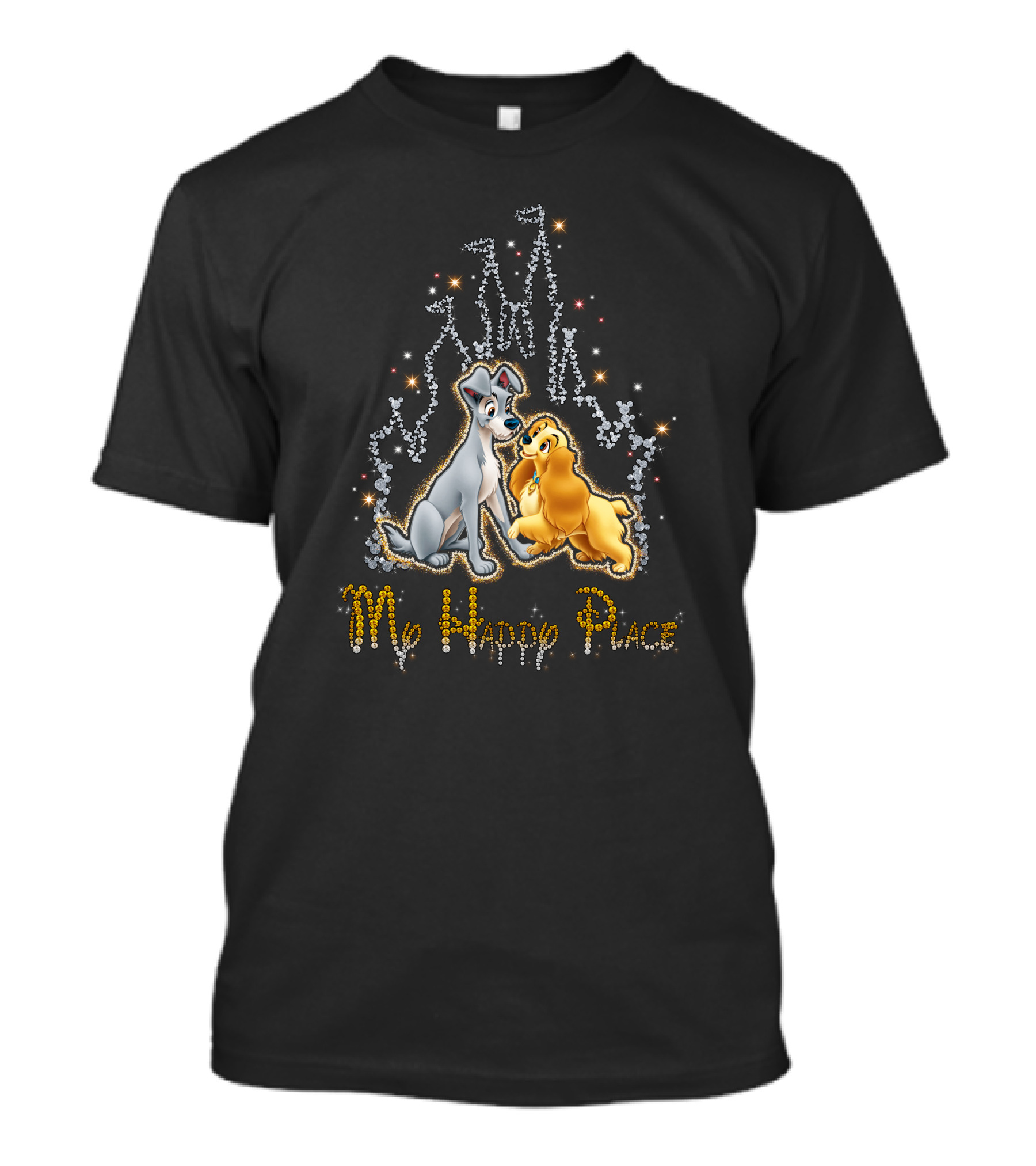 Lady And The Tramp My Happy Place Disney Castle Sparkle T-Shirt