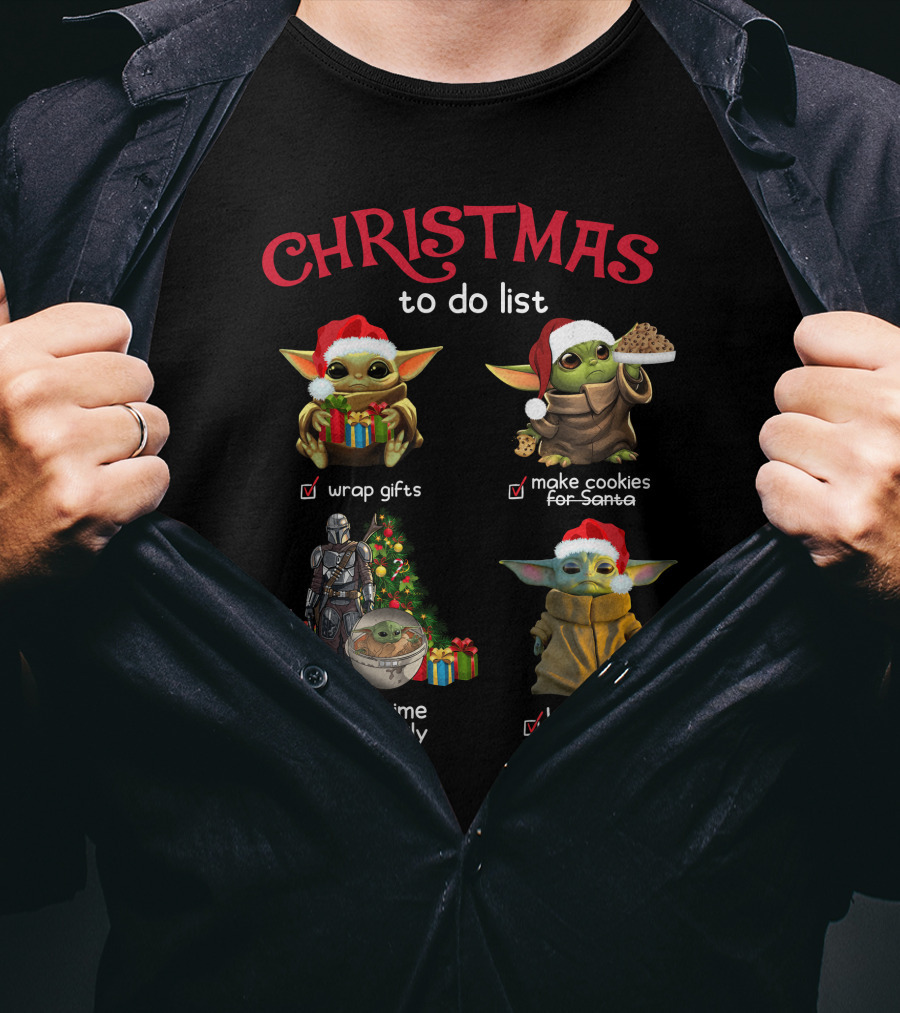 Christmas To Do List Wrap Gifts Make Cookies Spend Time With Family Wait For Santa T-Shirt