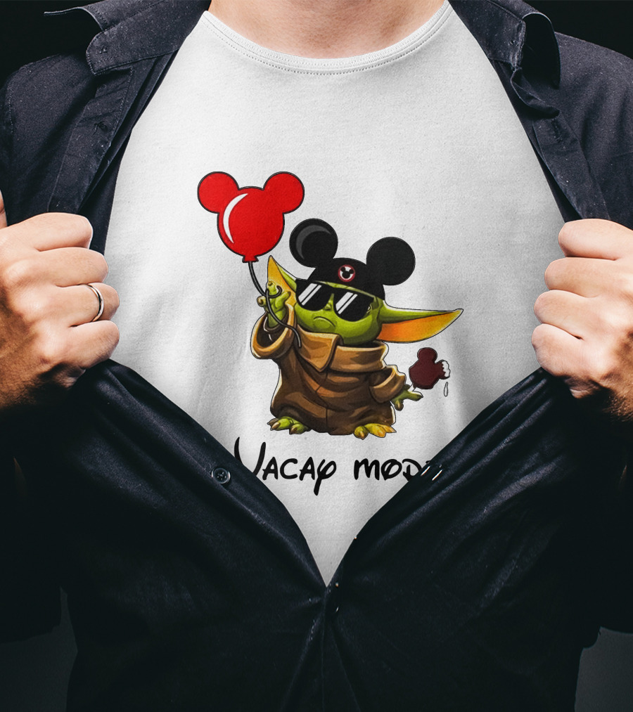 Mickey Ears Baby Yoda Vacay Mode Fun Balloon T-Shirt